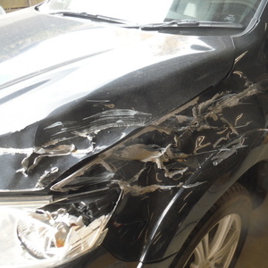 トヨタ ヴァンガード 保険事故修理　左フロントフェンダー フード破損 鈑金塗装　キズ　修理　印西市 Ｎ様